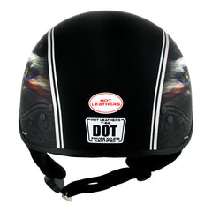 Hot Leathers HLD1023 V-Twin Eagle Flat Black Motorcycle DOT Skull Cap Half Helmet for Men and Women Biker