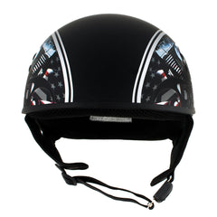 Hot Leathers HLD1023 V-Twin Eagle Flat Black Motorcycle DOT Skull Cap Half Helmet for Men and Women Biker