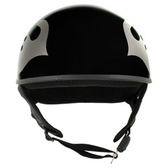 Hot Leathers HLD1036 Silver Flames Gloss Black Motorcycle DOT Approved Skull Cap Half Helmet