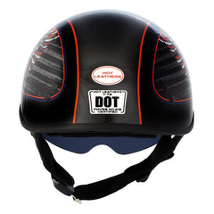 Hot Leathers HLD1037 Gloss Black Up Wing Eagle USA Advanced DOT Unisex Half Helmet w/ Drop Down Visor