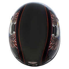 Hot Leathers HLD1037 Gloss Black 'Up Wing Eagle USA' Advanced DOT Unisex Half Helmet with Drop Down Tinted Visor