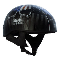 Hot Leathers HLD1042 Gloss Black Warrior Bullet Advanced DOT Approved Skull Half Helmet Biker