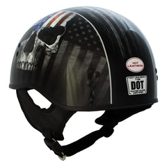 Hot Leathers HLD1042 Gloss Black 'Warrior Bullet' Advanced DOT Approved Skull Half Helmet for Men and Women Biker