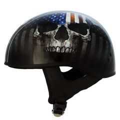 Hot Leathers HLD1042 Gloss Black Warrior Bullet Advanced DOT Approved Skull Half Helmet Biker