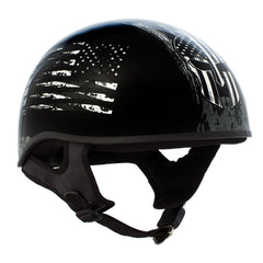 Hot Leathers HLD1043 Gloss Black Black and White Warrior Bullet Advanced DOT Skull Half Helmet