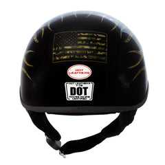 Hot Leathers HLD1047 Gloss Black Camo Skull Flames DOT Skull Half Motorcycle Helmet w/ Drop Down Tinted Visor