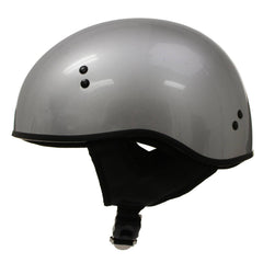 Hot Leathers HLD1050 Glossy Silver Motorcycle DOT Approved Skull Cap Half Helmet Biker
