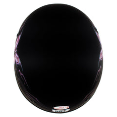 Hot Leathers HLD1052 DOT Skull Cap Half Helmet - Flat Black with Purple Butterfly Design Bikers