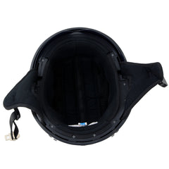 Hot Leathers T72 Black Widow Gloss Black Motorcycle Half Helmet Biker w/ Drop Down Visor