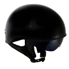 Hot Leathers T72 Black Widow Gloss Black Motorcycle Half Helmet Biker w/ Drop Down Visor