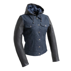 FIL167DM-Holli - Motorcycle Denim/Leather Jacket