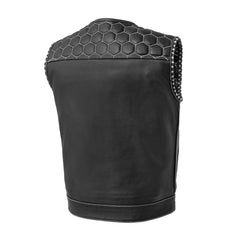 FIM049CDM-WHT-Hornet Men's Club Style Leather Vest