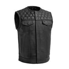 FIM049CDM-BLK-Hornet Men's Club Style Leather Vest