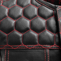FIM049DM-RED-Hornet Men's Club Style Leather Vest