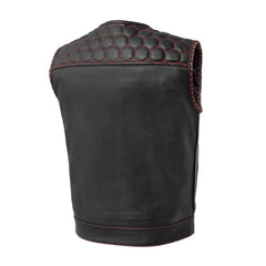 FIM049DM-RED-Hornet Men's Club Style Leather Vest