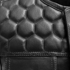 FIM049CDM-BLK-Hornet Men's Club Style Leather Vest