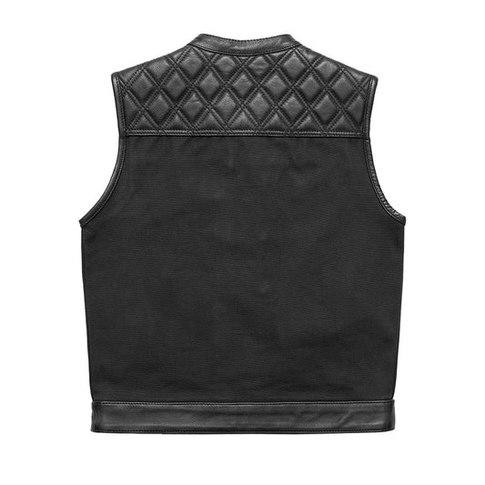FIM664CNVQ-Hunt Club Motorcycle Leather Canvas Vest Black