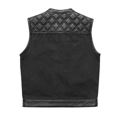 FIM664CNVQ-Hunt Club Motorcycle Leather Canvas Vest Black