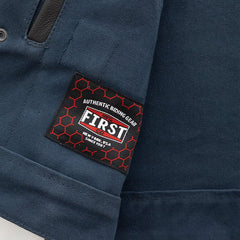 FIM664CNVQ-Hunt Club Motorcycle Leather Canvas Vest Blue
