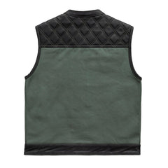 FIM664CNVQ-Hunt Club Motorcycle Leather Canvas Vest Green