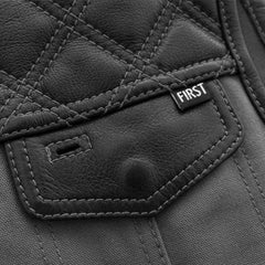 FIM664CNVQ-Hunt Club Motorcycle Leather Canvas Vest Grey