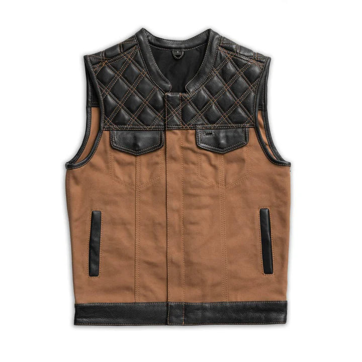 FIM669CNVQ-Hunt Club Motorcycle Leather Canvas Vest