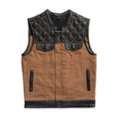 FIM669CNVQ-Hunt Club Motorcycle Leather Canvas Vest
