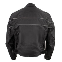 NexGen HW212102 Men's Black Nylon-Textile Vented Moto Jacket with Reflective Piping