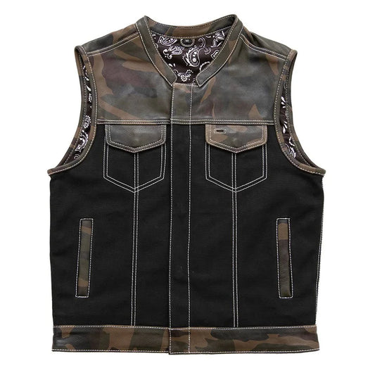 FIM666CAMO-Infantry Motorcycle Leather Canvas Vest