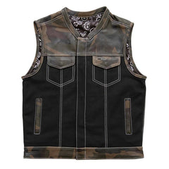 FIM666CAMO-Infantry Motorcycle Leather Canvas Vest