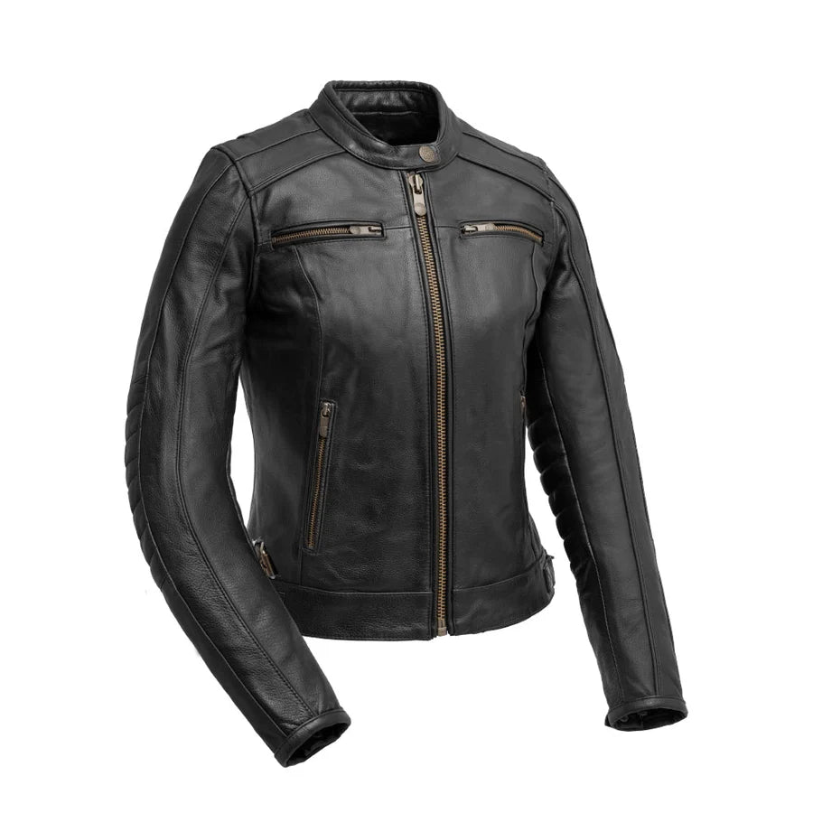 FIL153CDMZ-BLK-Jada - Women's Motorcycle Leather Jacket