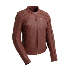 FIL153CDM-OXBL-Jada - Women's Perforated Motorcycle Leather Jacket