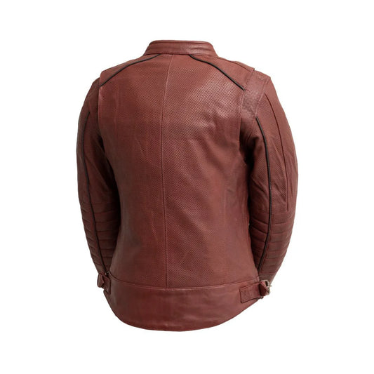 FIL153CDM-OXBL-Jada - Women's Perforated Motorcycle Leather Jacket
