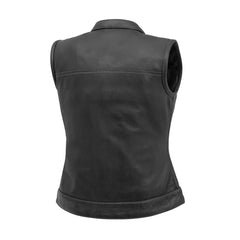 FIL027PERF-BBLK-Jessica Perforated Women's Motorcycle Leather Vest