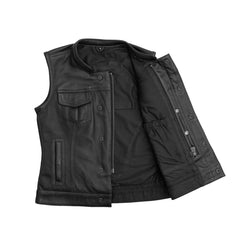 FIL027PERF-BBLK-Jessica Perforated Women's Motorcycle Leather Vest
