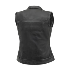 FIM027PERF-BKG-Jessica Perforated Women's Motorcycle Leather Vest