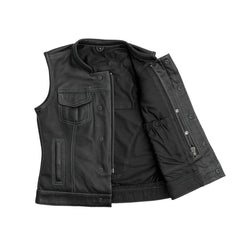 FIM027PERF-BKG-Jessica Perforated Women's Motorcycle Leather Vest