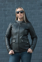 FIL161CDMZ-BLK-Jewel - Women's Motorcycle Leather Jacket