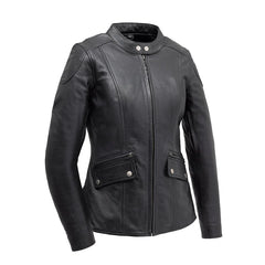 FIL161CDMZ-BLK-Jewel - Women's Motorcycle Leather Jacket