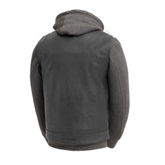FIM697CDDH-Kent Men's Motorcycle Leather Vest and Hoodie