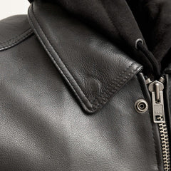 FIM697CDDH-Kent Men's Motorcycle Leather Vest and Hoodie