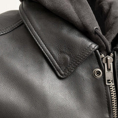 FIM697CDDH-Kent Men's Motorcycle Leather Vest and Hoodie