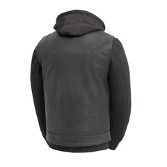 FIM697CDDH-Kent Men's Motorcycle Leather Vest and Hoodie