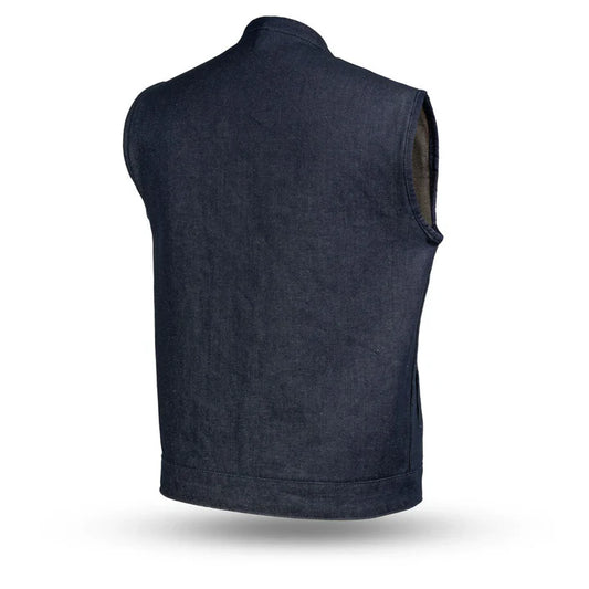 FIM691DM-BLU-Kershaw Men's Motorcycle Denim Vest