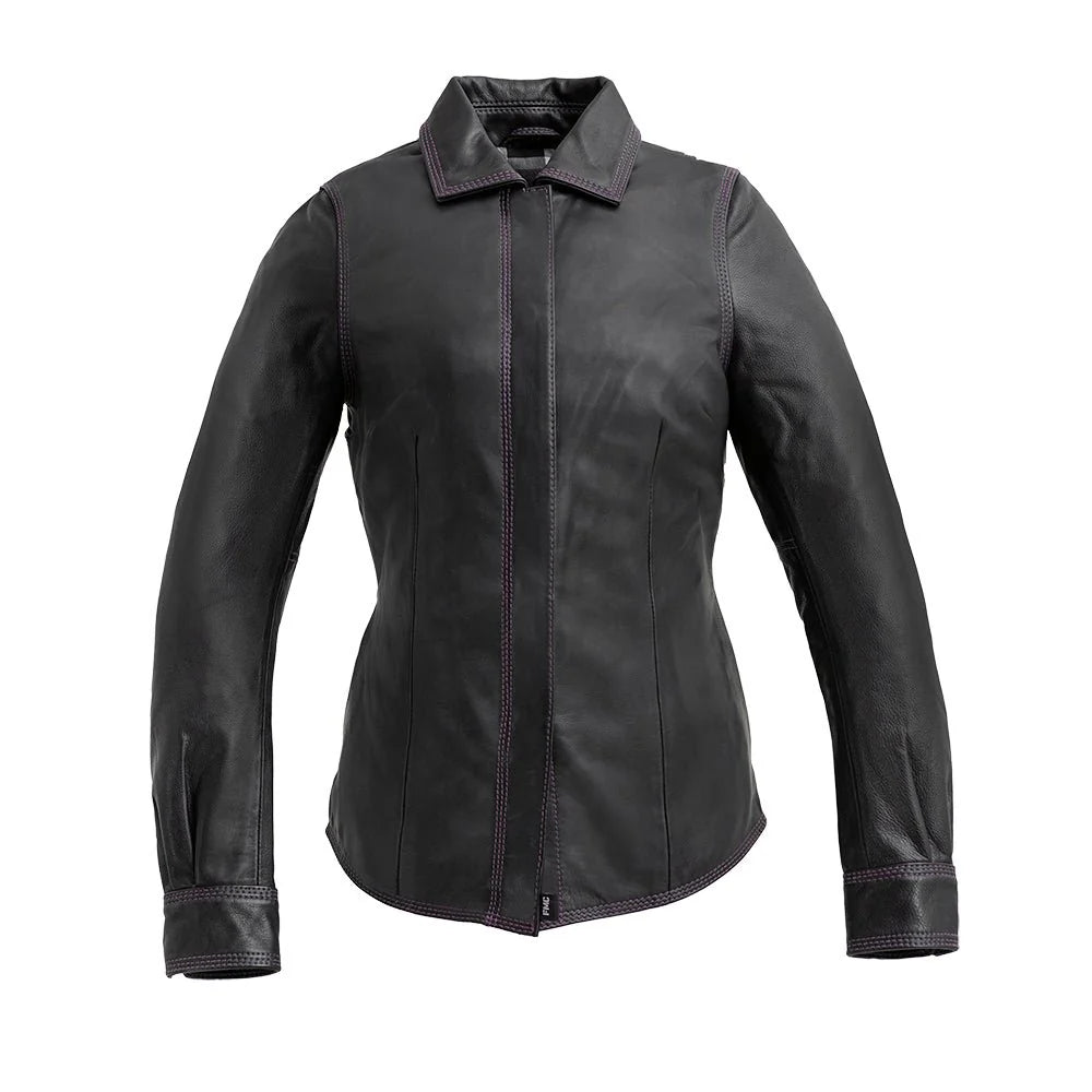 CUS118SC-Leela Women's Motorcycle Leather Shirt - Limited Edition