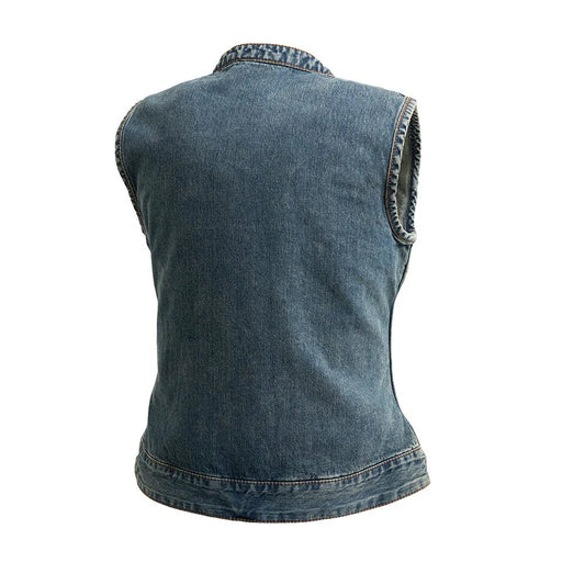 FIL518DM-Lexy Women's Motorcycle Denim Ves