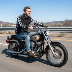 Milwaukee Leather Men’s Two-Tone CE Armored Flannel - Solid Front / Plaid Back - Reinforced w/ Aramid Fibers - MPM1673