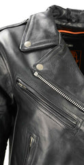 Milwaukee Leather LKL2701 Women's Classic Black Premium Leather Motorcycle Rider Jacket with Built-In Belt