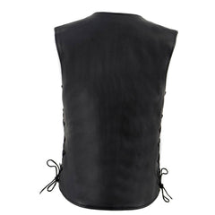 Milwaukee Leather LKL4700 Women's Black Premium Leather Side Laced  Motorcycle Biker Riders Vest w/ Snap Closure