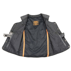 Milwaukee Leather LKL4701 Women's Black Premium Leather Motorcycle Rider Vest w/ Classic 4-Snap Closure